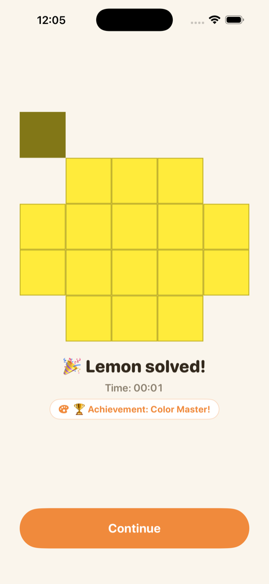 A finished puzzle revealing its pixel-art picture